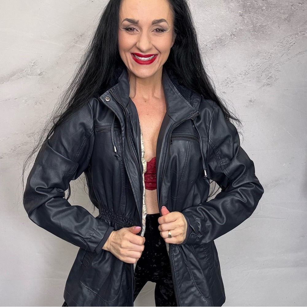 Classic Black Leather Jacket with Textured Finish